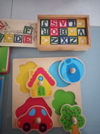 Lote juegos de madera y libros para niños de 2 a 5