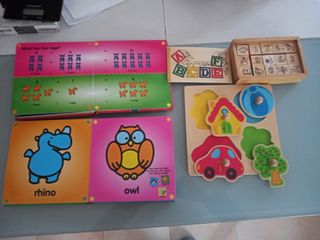 Lote juegos de madera y libros para niños de 2 a 5