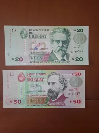 Lote 14 Billetes Ecuador, Uruguay, Paraguay, Trini