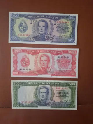 Lote 14 Billetes Ecuador, Uruguay, Paraguay, Trini