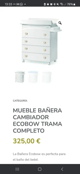 ⚠️325€ nueva - Mueble Bañera cambiador bebé TRAMA