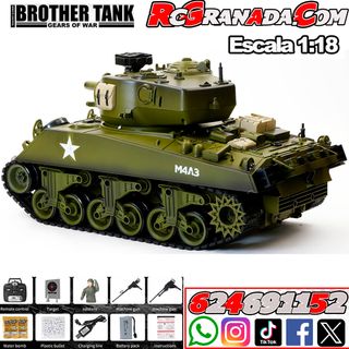 TANQUE RC 1.18 USA M4A3 SHERMAN GREEN