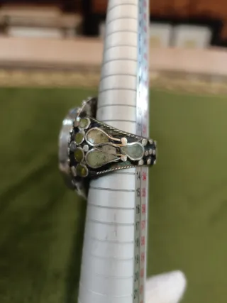 Anillo Plata Antigua Piedra Beige Talla 18.1 mm