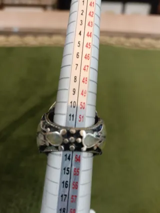 Anillo Plata Antigua Piedra Beige Talla 18.1 mm