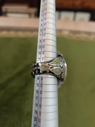 Anillo Plata Antigua Piedra Beige Talla 18.1 mm