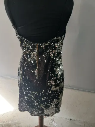 Tubino paillettes donna tg unica nero/argento