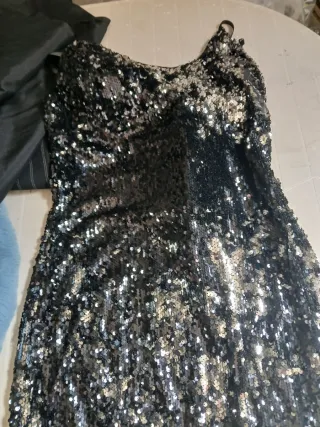 Tubino paillettes donna tg unica nero/argento