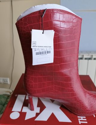 Botines Cocodrilo rojos Tacón Talla 38
