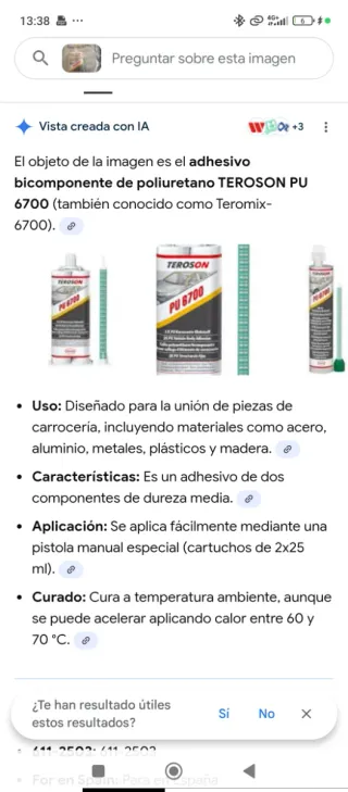 Teroson PU 6700 Adhesivo Poliuretano