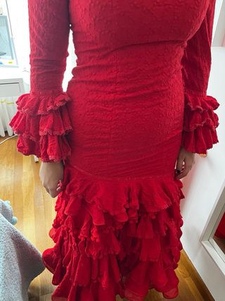 Vestido Sevillana Rojo con Volantes