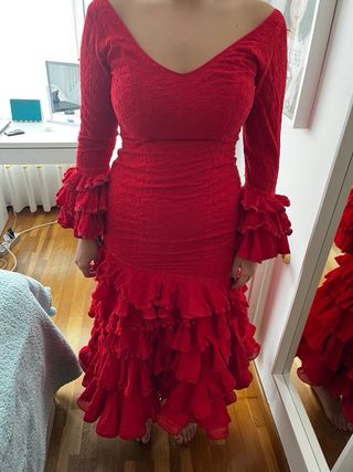 Vestido Sevillana Rojo con Volantes