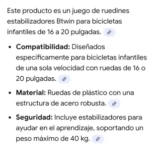 Ruedas de entrenamiento Btwin 16 y 20 pulgadas