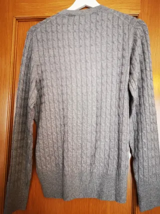 Jersey Zara fino mujer ochos gris T-L