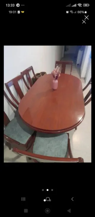 Mesa de comedor extensible de madera