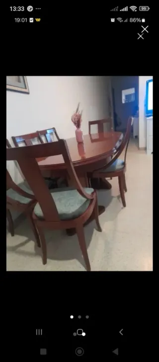 Mesa de comedor extensible de madera