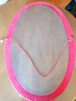 Espejo Ovalado Flores Relieve Plata Turquesa