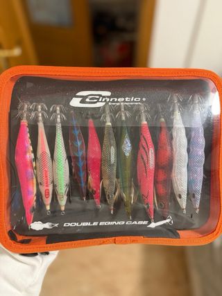 Set de señuelos de pesca Eging + porta-señuelos