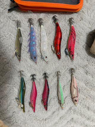 Set de señuelos de pesca Eging + porta-señuelos