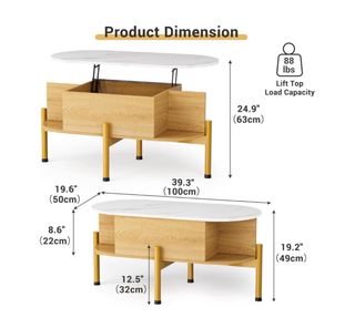 Mesa de centro elevable