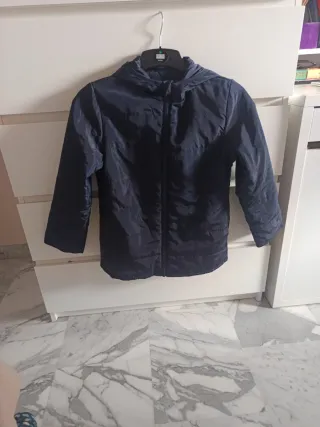 Abrigo de paño y plumas niño azul marino talla 10