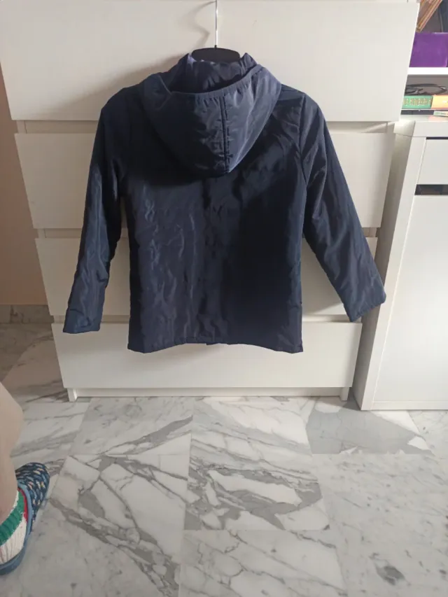 Abrigo de paño y plumas niño azul marino talla 10