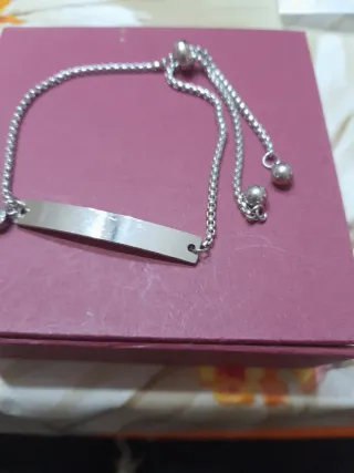 Bracciale targhetta acciaio con zircone