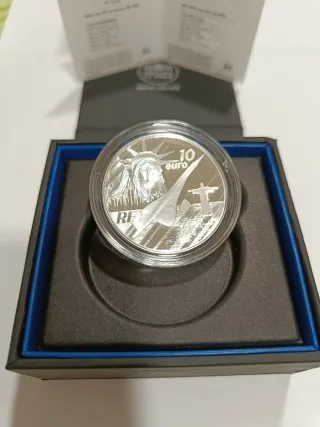 Moneda 10 euros plata 50 años Concorde