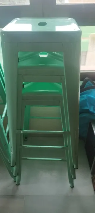 10 Banquetas Altas Metálicas Color Teal