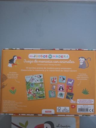 Juego de memoria de madera con animales