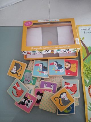 Juego de memoria de madera con animales