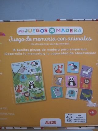 Juego de memoria de madera con animales