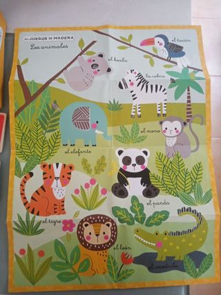 Juego de memoria de madera con animales
