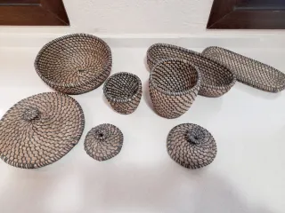 Conjunto 4 cestas mimbre Ikea