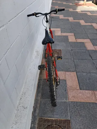Bicicleta de montaña TOPBIKE roja y blanca