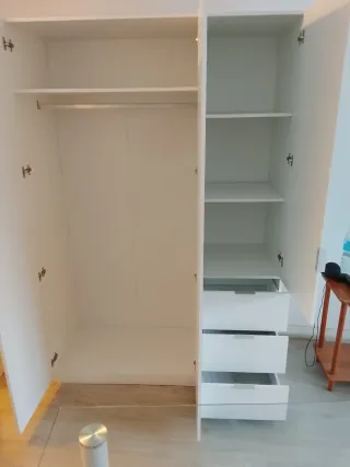 Armario blanco 3 puertas y 3 cajones