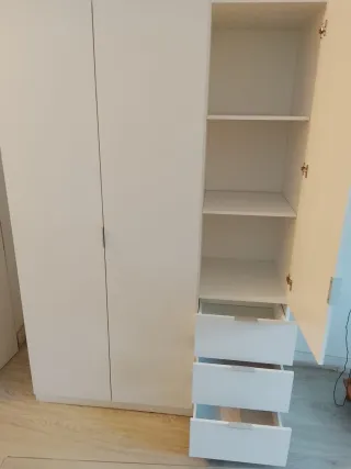Armario blanco 3 puertas y 3 cajones