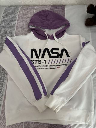 Sudadera NASA STS-1 Blanca y Morada
