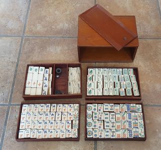 Set Mahjong Hueso y Bambú Antiguo
