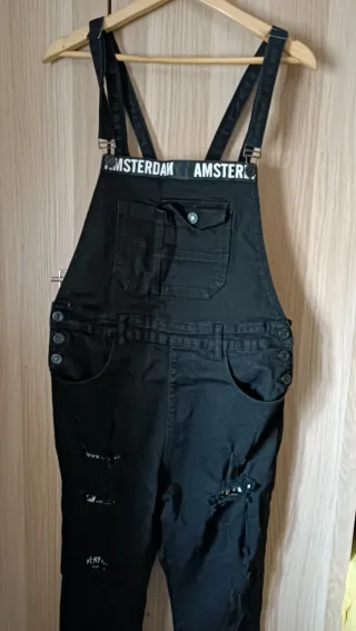 Pantalón peto vaquero negro T-M