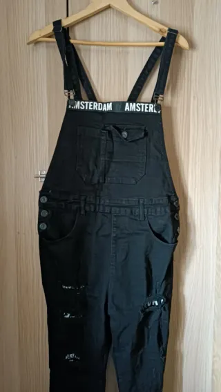 Pantalón peto vaquero negro T-M