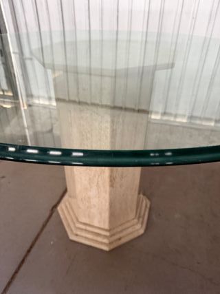 Mesa redonda cristal marmol 120x75