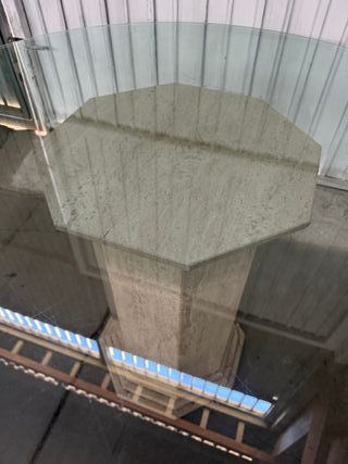 Mesa redonda cristal marmol 120x75