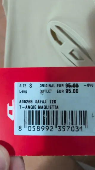 T-shirt Diesel beige con logo taglia s