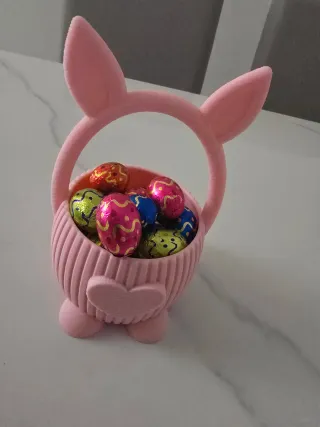 Cestino Pasqua Rosa con Orecchie da Coniglio