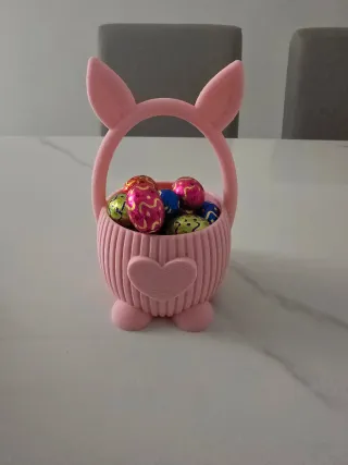 Cestino Pasqua Rosa con Orecchie da Coniglio