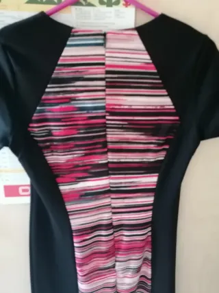 Vestito corto elegante nero rosa taglia 42 IT