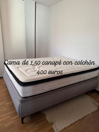 Cama canapé 1,50m con colchón
