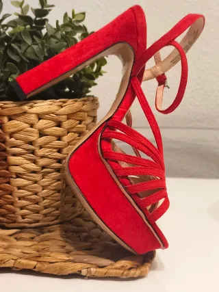 Sandalias Zara Rojas Talla 37 Tacón 14cm