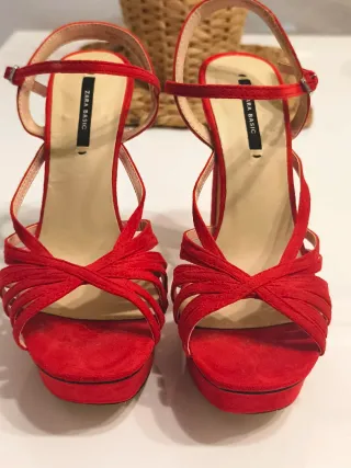 Sandalias Zara Rojas Talla 37 Tacón 14cm