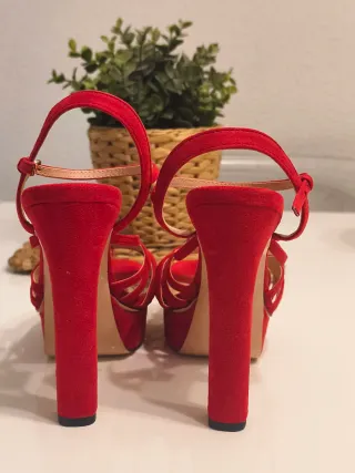 Sandalias Zara Rojas Talla 37 Tacón 14cm